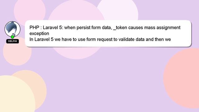 PHP : Laravel 5: when persist form data, _token causes mass assignment exception смотреть онлайн