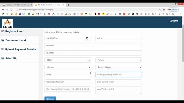 Survey Land Registration System in PHP смотреть онлайн