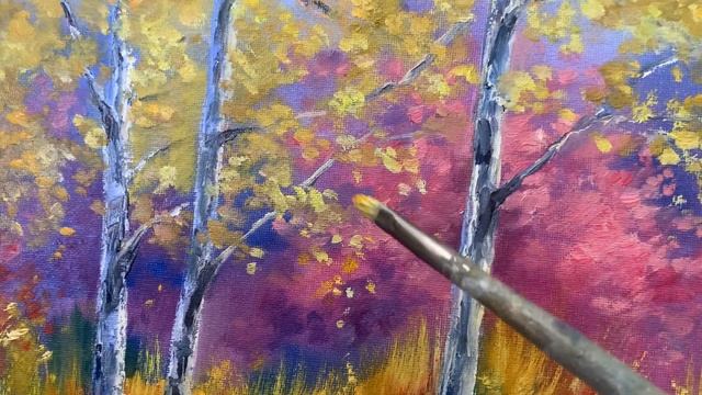Осенний пейзаж с березами МАСЛОМ. Часть 2. Autumn Landscape with birches Oil Painting. Part 2 смотреть онлайн