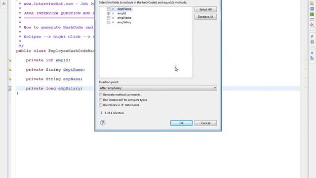 STEPS TO GENERATE HASHCODE EQUALS METHOD IN ECLIPSE смотреть онлайн