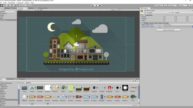 Sprite Alpha Mask - Single Mask Demo - Day & Night Transition - Available In Unity Asset Store!