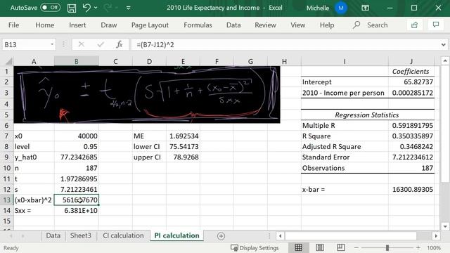 Simple Linear Regression - Prediction Interval - Example in Excel смотреть онлайн