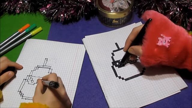 Груша в очках Как нарисовать по клеточкам в тетради - Пиксель Арт смотреть онлайн