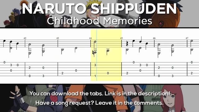 Naruto Shippuden - Childhood Memories Guitar Tutorial [TABS] (Fingerstyle) смотреть онлайн