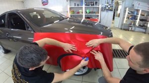 Оклейка винилом в стиле камуфляж! Пленка красный матовый хром!