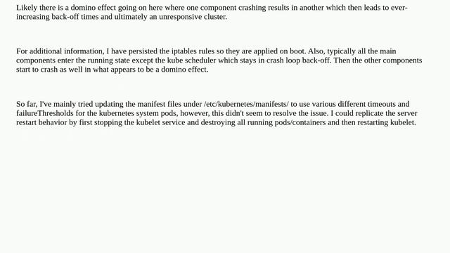 Why do kubernetes components enter a crash loop back-off when server restarts after installation? смотреть онлайн
