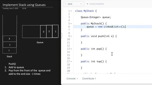 Implement Stack using Queues | Code Solution in Java | LeetCode смотреть онлайн