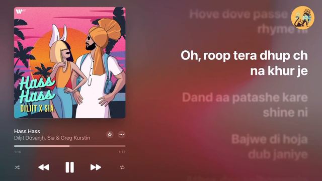 HASS HASS - DILJIT DOSANJH SIA & GREG KURSTIN (LYRICS)