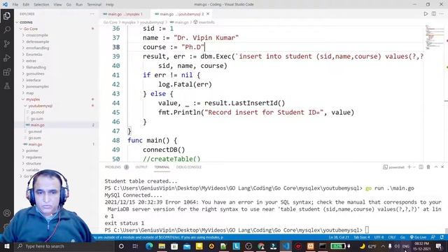 Golang Tutorials -34- Golang CRUD with MySQL | Golang MySQL | Dr Vipin Classes смотреть онлайн