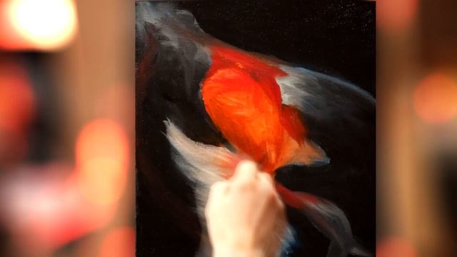 Золотая рыбка. Рисуем маслом на холсте. 38х35. 2020.Gold fish. We draw oil on canvas. 38x35. 2020. смотреть онлайн