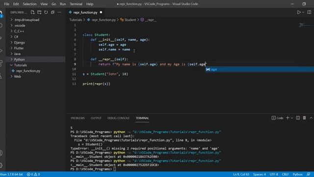 Python repr function - Creating String Representations for Classes смотреть онлайн