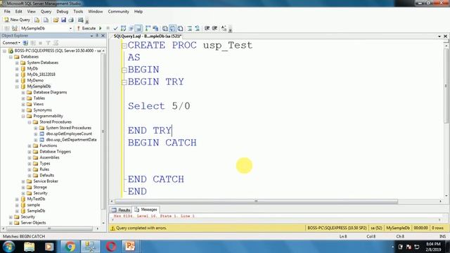 Try and catch in SQL server stored procedures смотреть онлайн