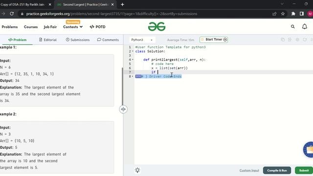 Second Largest Number in array in Python #DAS251 #dsa #parikhjain смотреть онлайн