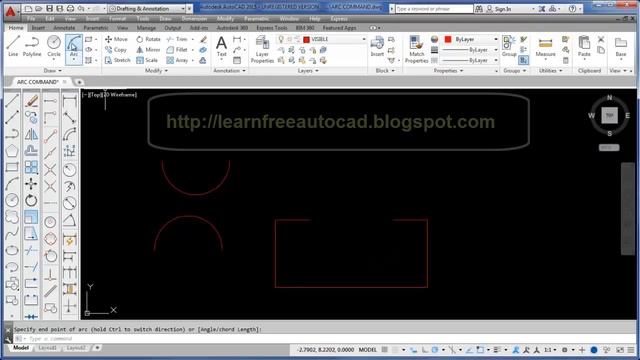 autocad 2015 Arc command смотреть онлайн