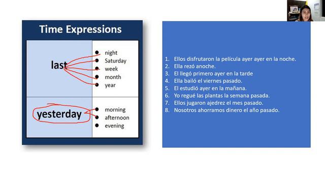Regular Verbs Game- Time Expressions (past)