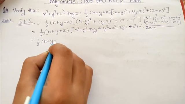Verify that: x^3+y^3+z^3-3xyz=1/2 (x+y+z)[(x-y)^2+(y-z)^2+(z-x)^2] || Polynomials |Class-9th |NCERT смотреть онлайн