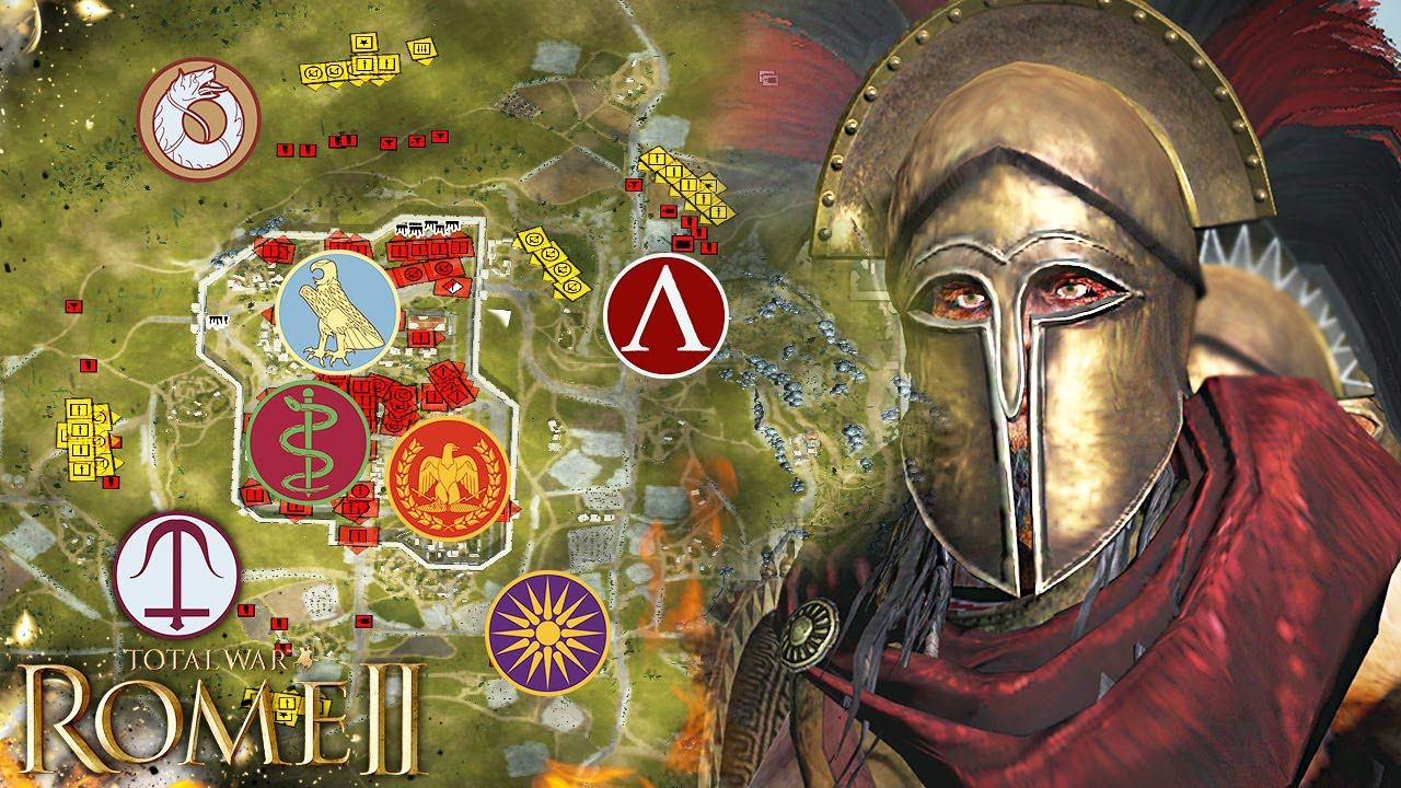 Огромный Штурм Города - Команда Рим VS Команда Спарта | 4 VS 4 | Total War: Rome 2 смотреть онлайн