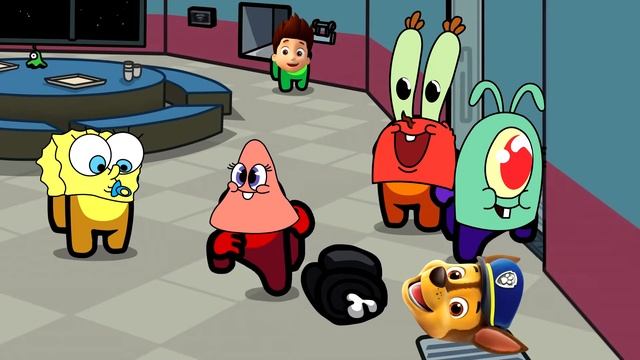 ( SpongeBob Baby And PAW Patrol ) Among Us distraction dance animation смотреть онлайн
