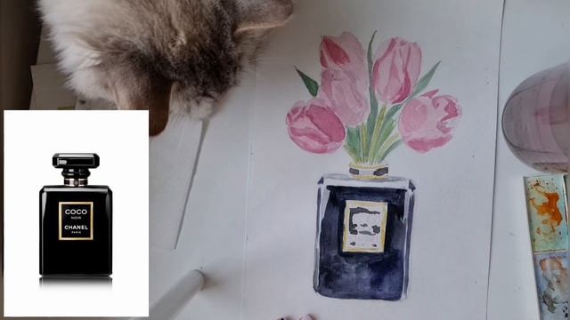 Духи CHANEL с тюльпанами акварелью // Пошаговый урок рисования акварелью // АКВАРЕЛЬНЫЙ СКЕТЧИНГ смотреть онлайн