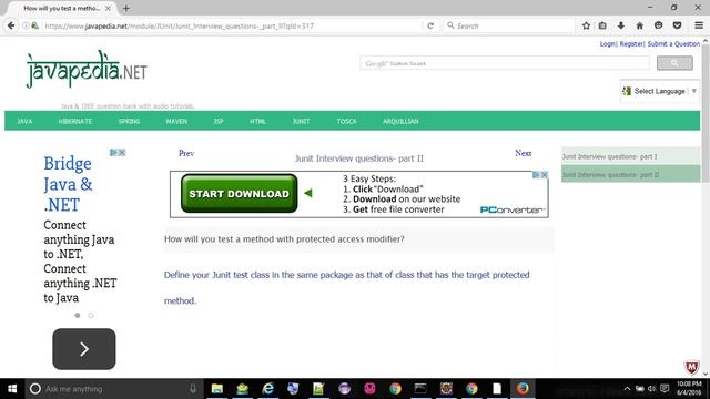 How will you test a method with protected access modifier?
| javapedia.net смотреть онлайн