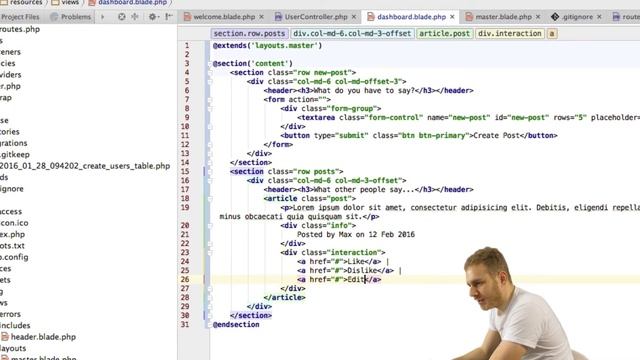 Laravel 5.2 PHP Build a social network - Creating the Dashboard View смотреть онлайн