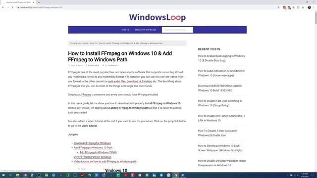 Installing ffmpeg on Windows 10 смотреть онлайн