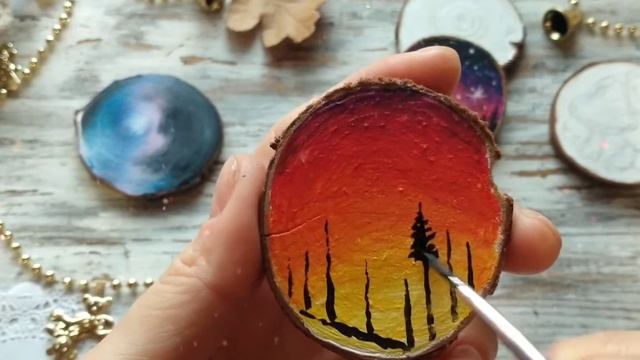 Рисунок на срезе дерева/ Painting смотреть онлайн