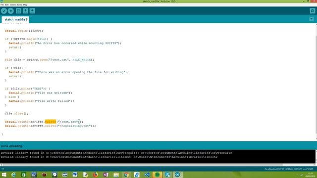 ESP32 Arduino SPIFFS: check if file exists смотреть онлайн