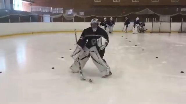 Goalie School.Тренировка Хоккейного Вратаря.Разминка старшей группы Вратарей на ледовой тренировке. смотреть онлайн