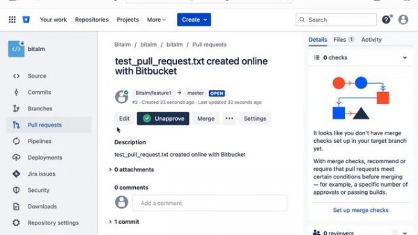 Atlassian BitBucket pull request demo
