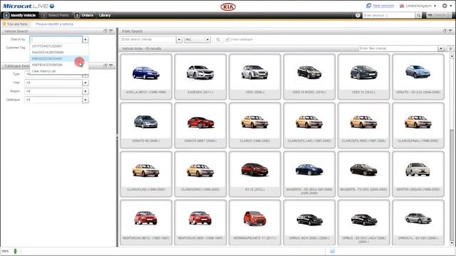 Microcat LIVE - Kia - Identifying Vehicles