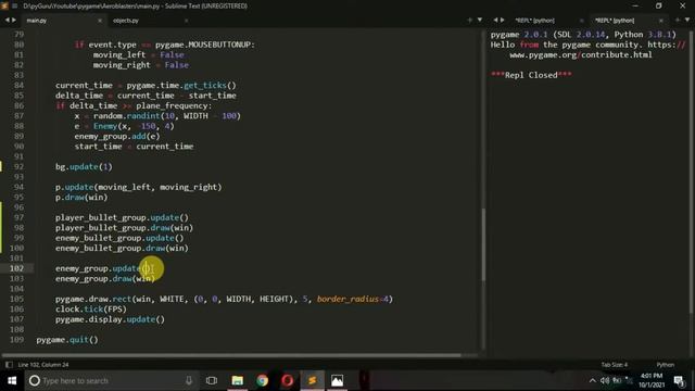 Bullet projectiles and collision detection pygame | Aeroblasters PART 5 | python gamedev | #pyguru смотреть онлайн