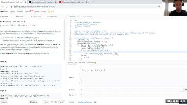 1710 Maximum Units on a Truck - Javascript - Time: O(N log N) Space: O(1) - Leetcode смотреть онлайн