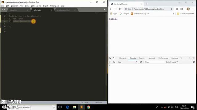 JavaScript course : Redirect in JavaScript(window.location) смотреть онлайн