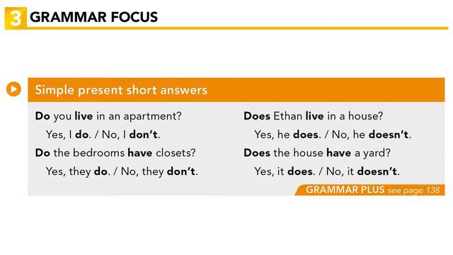 Interchange Intro - Unit 7: 3. GRAMMAR FOCUS: Simple present short answers смотреть онлайн
