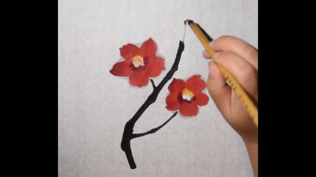 38 中国画 茶花 Chinese brush painting Camellia смотреть онлайн