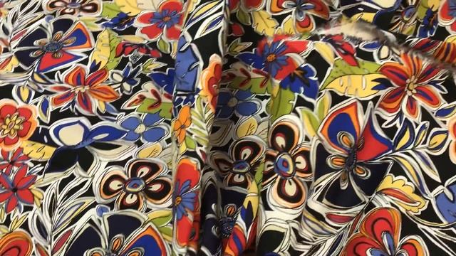 Ткань хлопок с эластаном яркие цветы смотреть онлайн