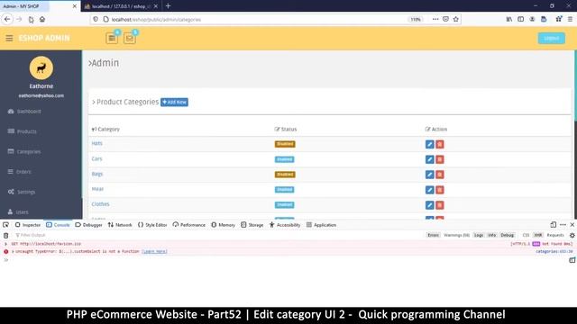 #52 PHP Ecommerce website development | Edit category UI 2 | MVC OOP - Quick programming смотреть онлайн