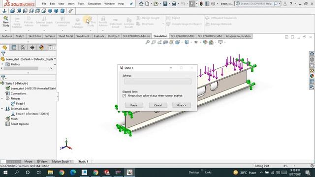 Solidworks Tutorials | Simulations | Beams | Cantilever Beam | I Beam | Steal Beams | Static study смотреть онлайн
