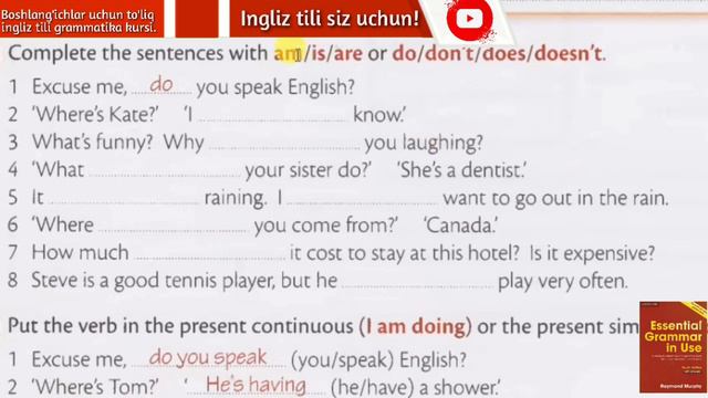 Raymond Murphy qizil kitobi.Ingliz tilini 0 dan o'rganish. Present simple tense & Present con.ex-s смотреть онлайн