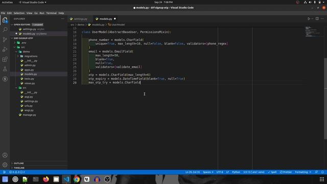 Signup using OTP in Django, DRF Part 1 (Project Setup and User Model & User Manager creation) смотреть онлайн