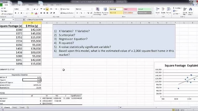 Simple Linear Regression Steps in Excel Video смотреть онлайн