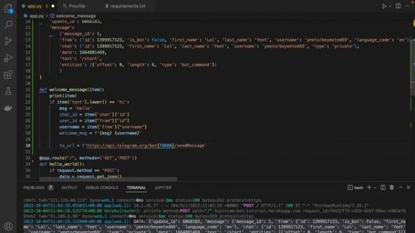 Set webhook and message handlers — Creating a CRM distribution Telegram bot with Notion API (EP.2)