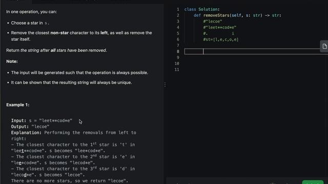Leetcode 2390 Removing Stars From a String, Python, Medium, Stack смотреть онлайн