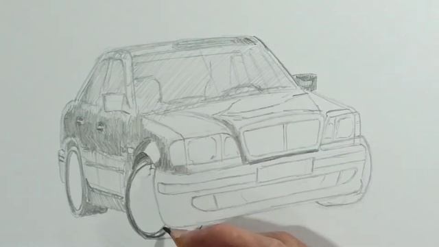 Как нарисовать Мерседес Е500 - Mercedes E500 W124