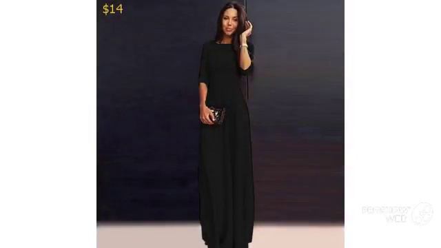 Одежда с AliExpress. Осеннее красивое длинное шифоновое платье с рукавом по локоть.