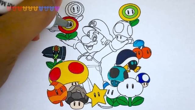 How to Draw Super Mario Bros, Mario & Mushrooms #237 | Drawing Coloring Pages Videos for Kids смотреть онлайн