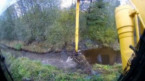 Разрушение плотин бобров Длинноруким экскаватором