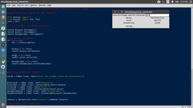 Python3_ integer converter script for hexa,binary & octal conversion_ GUI using tkinter смотреть онлайн