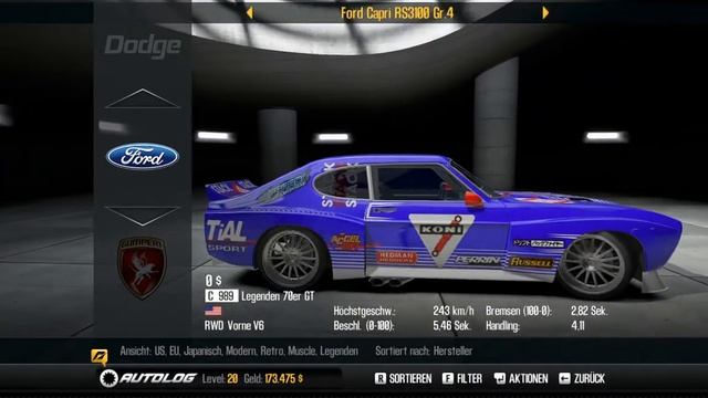 Ford Capri RS3100 Gr.4 - myDesign in Shift 2 Unleashed смотреть онлайн